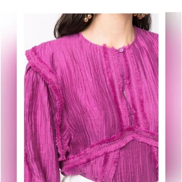 IRO Paris Camer Pleated Long Sleeve Blouse in Purple - Picture 2 of 7